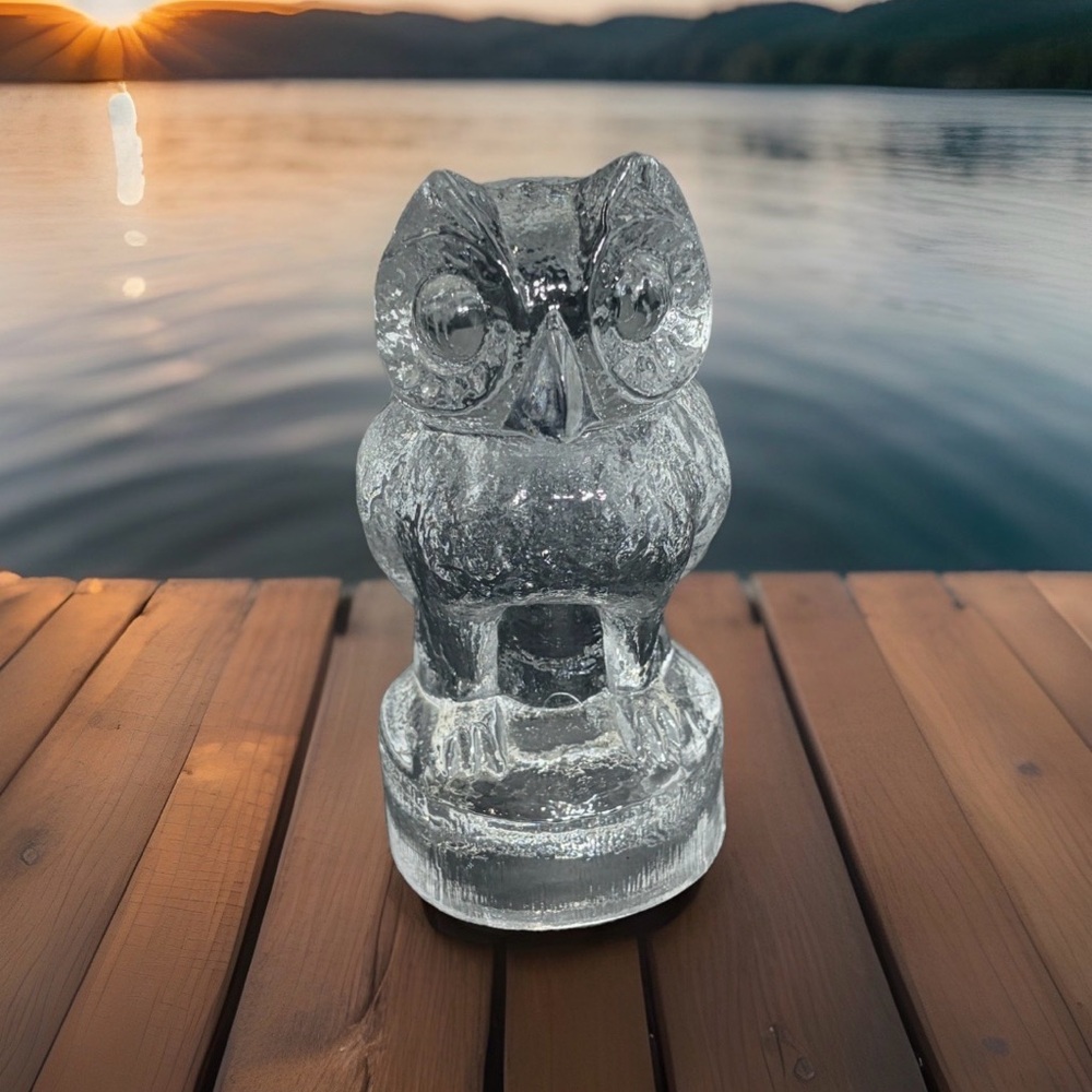 Paperweight Goebel Crystal Owl Bird German Figurine Collectible Art Glass 3.5"